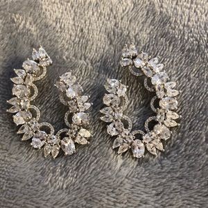 Silver Glass Rhinestone Earrrings